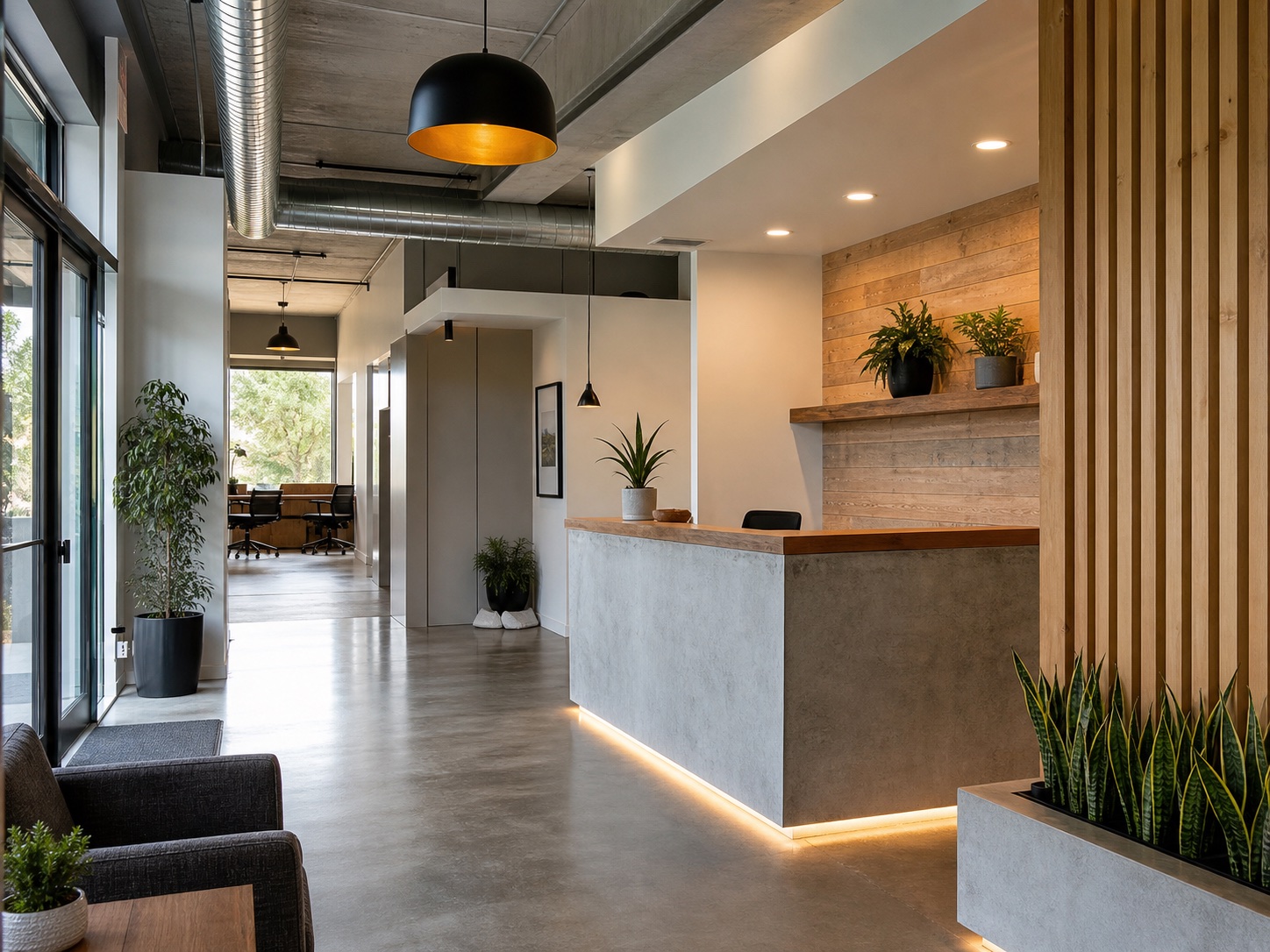 Finished small commercial reception and office interior